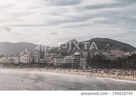 Ipanema Beach Tropical Panorama many People Rio de Janeiro Brazil. Ipanema Beach Tropical Panorama many People Rio de Janeiro Brazil. 140816745