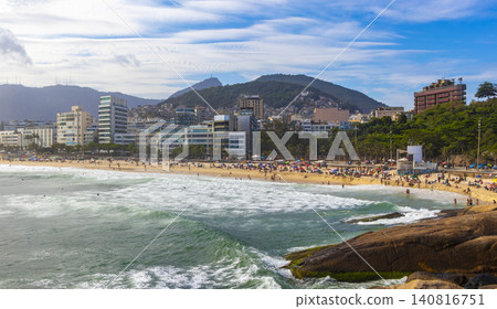 Ipanema Beach Tropical Paradise Panorama in Rio de Janeiro Brazil. Ipanema Beach Tropical Paradise Panorama in Rio de Janeiro Brazil. 140816751