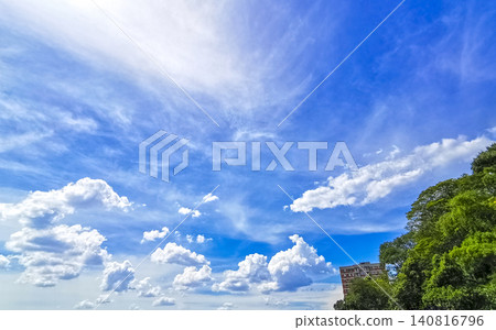 Clear Blue Sky with Light Little Fluffy Clouds in Brazil. 140816796