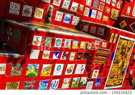 Escadaria Selaron stairs staircase mosaic tiles Rio de Janeiro Brazil. Escadaria Selaron stairs staircase mosaic tiles Rio de Janeiro Brazil. 140816822