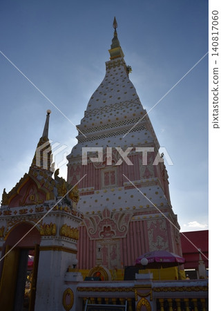 Beautiful Phra That Renu Nakhon Pink Pagoda in Nakhon Phanom Thailand. 15 December 2019. Beautiful Phra That Renu Nakhon Pink Pagoda in Nakhon Phanom Thailand. 15 December 2019. 140817060