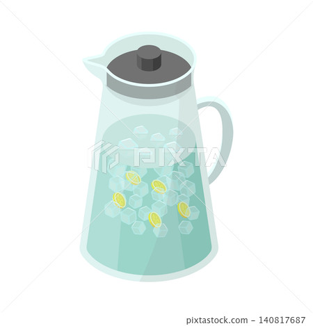 A pitcher of detox water with ice and lemon slices A pitcher of detox water with ice and lemon slices 140817687