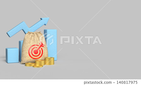 Financial Growth Target With Money Bag And Rising Chart 3d render. Financial Growth Target With Money Bag And Rising Chart 3d render. 140817975
