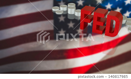 Federal Reserve Policy Concept with American Flag Background 3d render. Federal Reserve Policy Concept with American Flag Background 3d render. 140817985