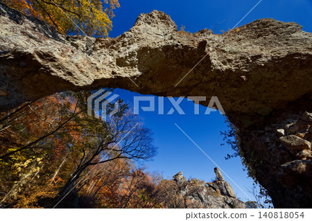Autumn foliage at Mt. Myogi: The Fourth Stone Gate and Cannon Rock 140818054