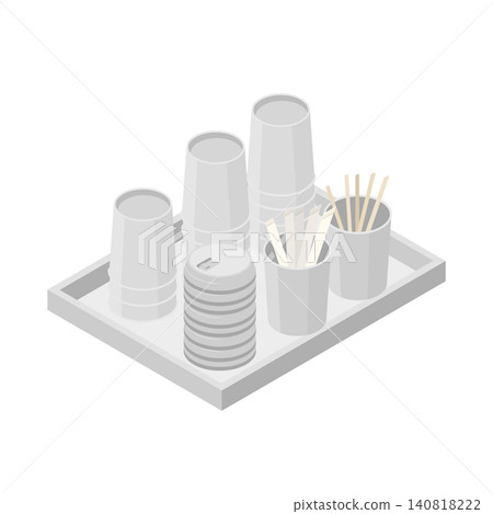 Illustration of plain paper cups for cafes, placed on a tray. Illustration of plain paper cups for cafes, placed on a tray. 140818222