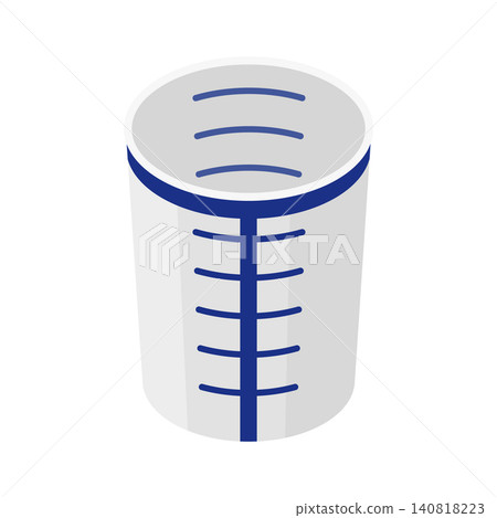 Isometric illustration of an empty medical paper cup for urine testing. Isometric illustration of an empty medical paper cup for urine testing. 140818223