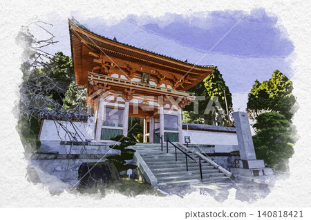 兵庫縣加東市萬州清水寺仁王門水彩畫 兵庫縣加東市萬州清水寺仁王門水彩畫 140818421
