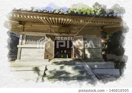 水彩畫風格:兵庫縣加東市萬州清水寺地藏菩薩殿 水彩畫風格:兵庫縣加東市萬州清水寺地藏菩薩殿 140818505