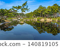 Pine trees reflected in the pond of Shukkei-en Garden Pine trees reflected in the pond of Shukkei-en Garden 140819105