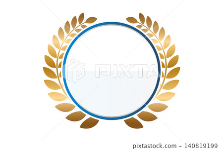 A luxurious round laurel wreath frame with a blue ribbon emblem - Headline material (no text) 1 A luxurious round laurel wreath frame with a blue ribbon emblem - Headline material (no text) 1 140819199
