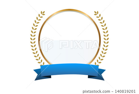 A luxurious round laurel wreath frame and blue ribbon emblem headline material (no text) 3 A luxurious round laurel wreath frame and blue ribbon emblem headline material (no text) 3 140819201
