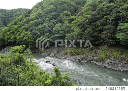The Hozugawa River as seen from the Sagano Scenic Railway. The Hozugawa River as seen from the Sagano Scenic Railway. 140819665