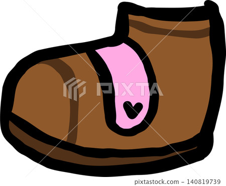 Brown Baby Bootie With Pink Heart Detail Brown Baby Bootie With Pink Heart Detail 140819739