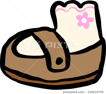 Baby Shoe with Flower Sock Illustration Baby Shoe with Flower Sock Illustration 140819740