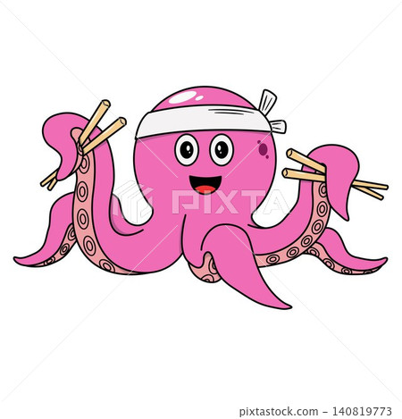 Funny octopus japanese style vector illustration Funny octopus japanese style vector illustration 140819773