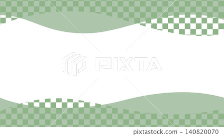 Checkerboard pattern and green wavy line frame background Checkerboard pattern and green wavy line frame background 140820070