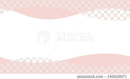 Checkerboard pattern and pink wavy line frame background 140820071