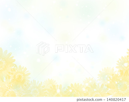 A Japanese-style watercolor background featuring sunflowers and yellow flowers, perfect for adding text to summer greeting cards or mid-year gifts. A Japanese-style watercolor background featuring sunflowers and yellow flowers, perfect for adding text to summer greeting cards or mid-year gifts. 140820417