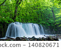 A view of Choshi Falls in the fresh greenery (Oirase Gorge) 140820671