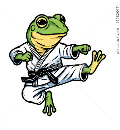 frog karate doing jumps and kick frog karate doing jumps and kick 140820674