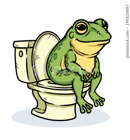 frog sitting on the toilet frog sitting on the toilet 140820697