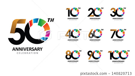Set of anniversary color circle number Set of anniversary color circle number 140820713