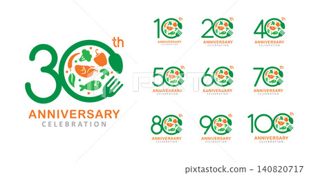 Set of anniversary food number. 140820717