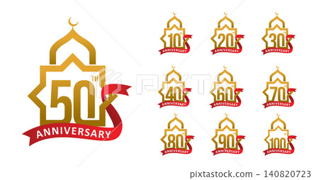 Set of anniversary islamic mosque number. Set of anniversary islamic mosque number. 140820723