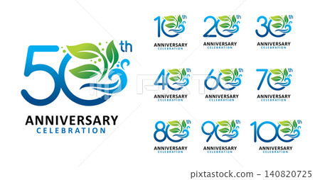 Set of anniversary leaf and water number 140820725