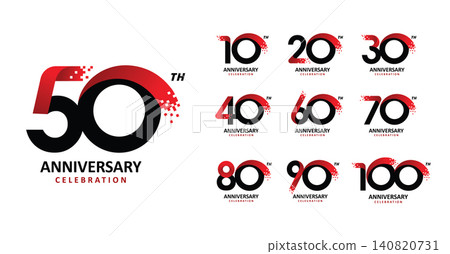 Set of anniversary modern pixel number Set of anniversary modern pixel number 140820731