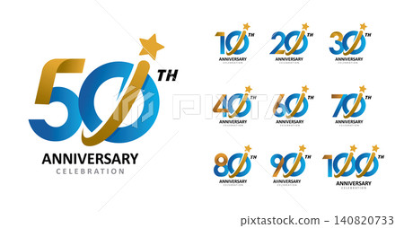 Set of anniversary modern star gold number Set of anniversary modern star gold number 140820733