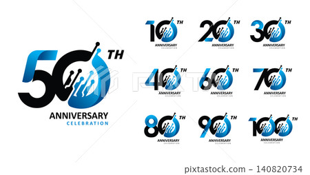 Set of anniversary modern technology number 140820734