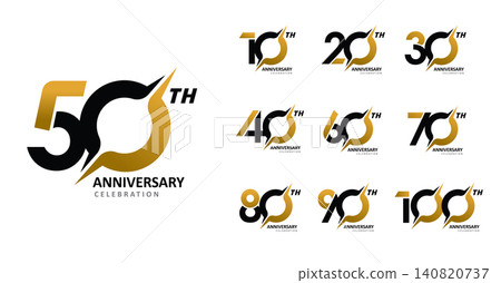Set of anniversary split circle number Set of anniversary split circle number 140820737