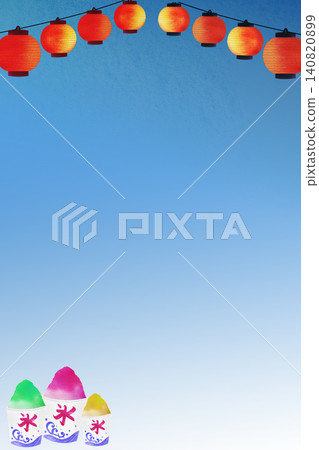 Watercolor lantern and shaved ice vertical background illustration Watercolor lantern and shaved ice vertical background illustration 140820899