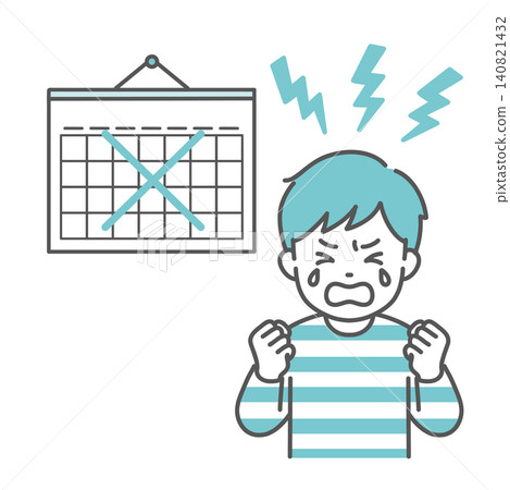 An illustration of a boy panicking due to a sudden change in plans. An illustration of a boy panicking due to a sudden change in plans. 140821432