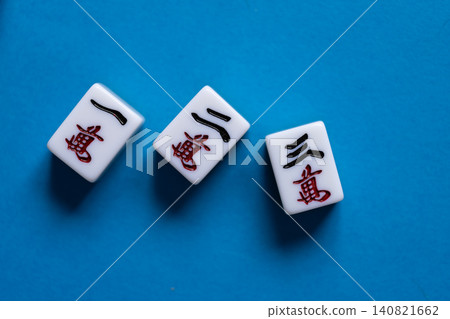 mahjong tiles lined up 140821662