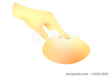 乳房意識圖片:使用乳癌觸診模型體驗腫塊感覺的插圖;從上方按壓。 乳房意識圖片:使用乳癌觸診模型體驗腫塊感覺的插圖;從上方按壓。 140821892