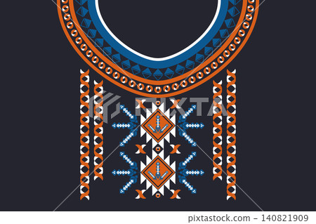 Necklace ethnic pattern. Neckline embroidery. Ethnic collar lace oriental pattern. Neckline floral designs for dress, textile, fabric, cloth, fashion, print Necklace ethnic pattern. Neckline embroidery. Ethnic collar lace oriental pattern. Neckline floral designs for dress, textile, fabric, cloth, fashion, print 140821909