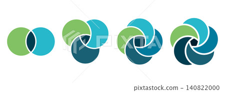 Infographic circle diagram set. Venn diagram circles chart template 2-5 steps options. cycle diagram for business presentation, vector illustration. Infographic circle diagram set. Venn diagram circles chart template 2-5 steps options. cycle diagram for business presentation, vector illustration. 140822000