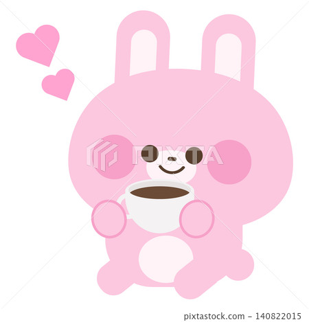 A cute rabbit drinking coffee A cute rabbit drinking coffee 140822015