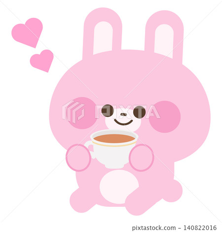 A cute rabbit drinking tea A cute rabbit drinking tea 140822016