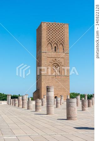 The historic Hassan Tower stands majestically next to the columns of the ancient, unfinished mosque in Rabat, Morocco. The historic Hassan Tower stands majestically next to the columns of the ancient, unfinished mosque in Rabat, Morocco. 140822128