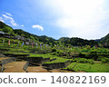 A scene of terraced rice paddies in fallow fields in early summer, with carp streamers flying. 140822169