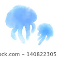 Watercolor-style hand-drawn illustration of a jellyfish 140822305