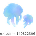Colorful watercolor-style hand-drawn illustration of a jellyfish 140822306