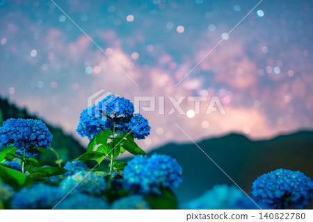 Hydrangeas blooming beneath the shimmering Milky Way Hydrangeas blooming beneath the shimmering Milky Way 140822780