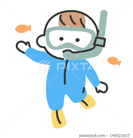 Illustration of a child snorkeling Illustration of a child snorkeling 140823027