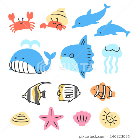 可愛的海洋生物的插圖集 可愛的海洋生物的插圖集 140823035
