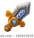Iron Sword 3D Render Icon, Fantasy Weapon Illustration 140823628